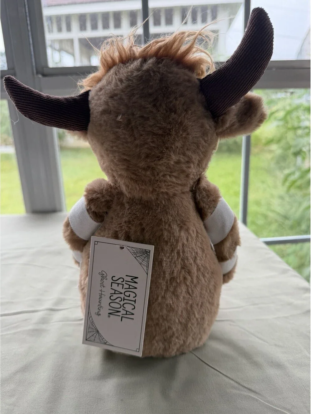 Halloween Mummy Highland Cow With Pumpkin, 10” Tall